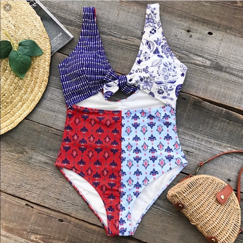 Cupshe 4th of July Red White and Blue Swimsuit - Picture 1 of 2